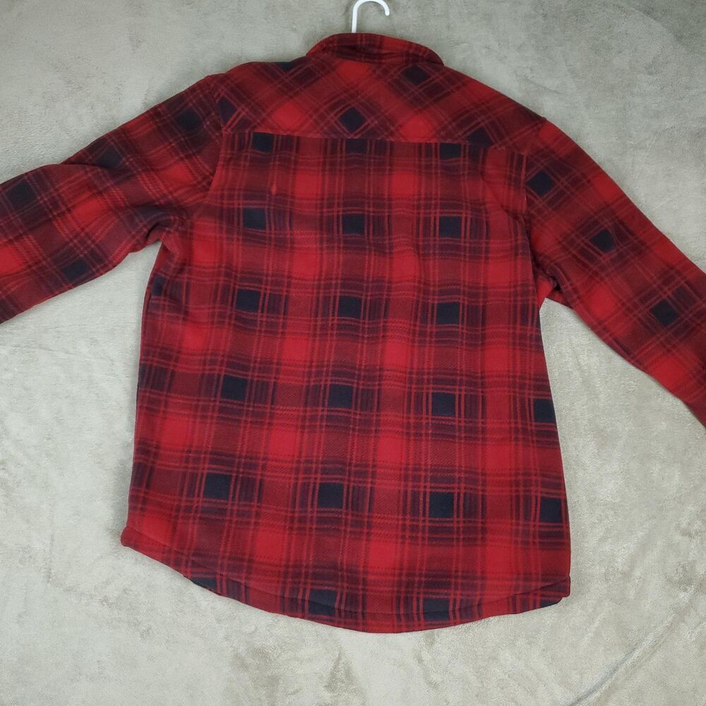 Coleman Sherpa Lined Fleece Jacket Shirt Mens Large Red Plaid Button Up Outdoor - Picture 10 of 11